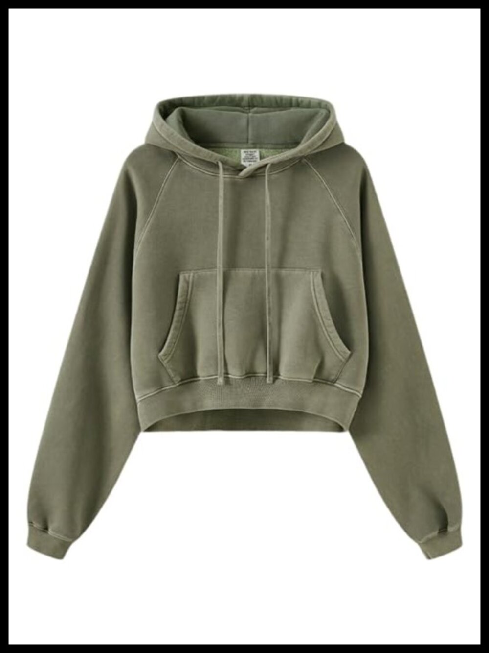 Women's Cropped Hoodie Acid Wash Fleece Lined Sweatshirt Kangaroo Pocket